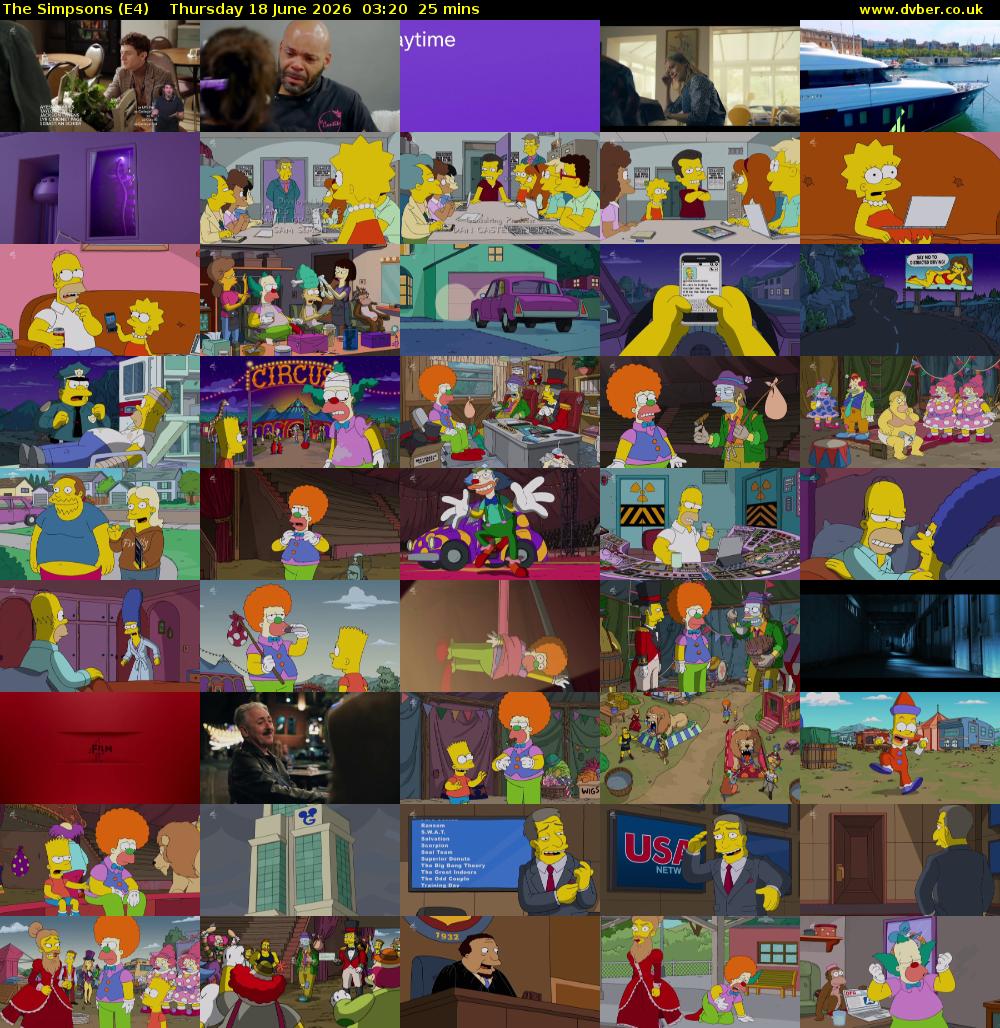 The Simpsons (E4) Thursday 18 June 2026 03:20 - 03:45
