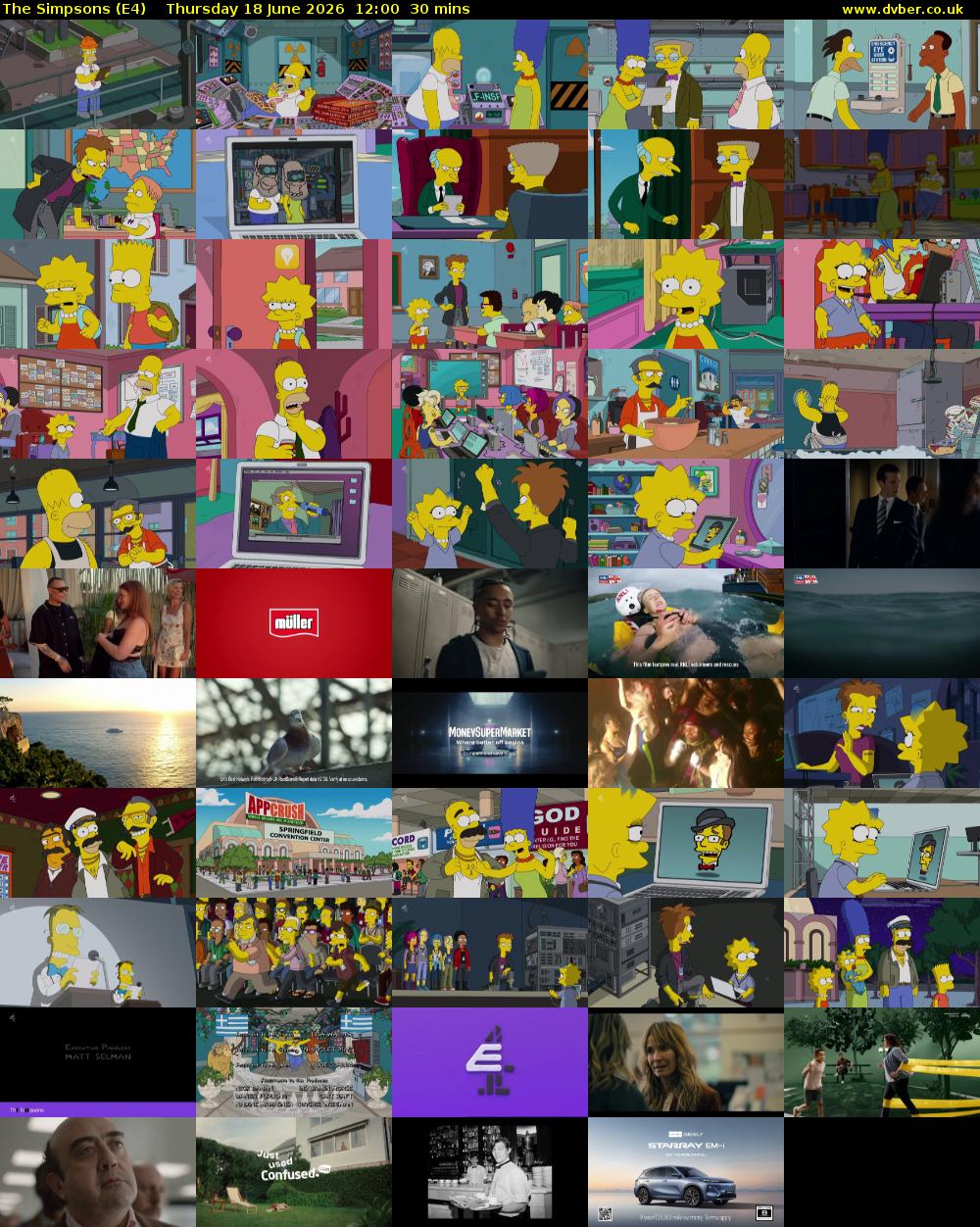 The Simpsons (E4) Thursday 18 June 2026 12:00 - 12:30