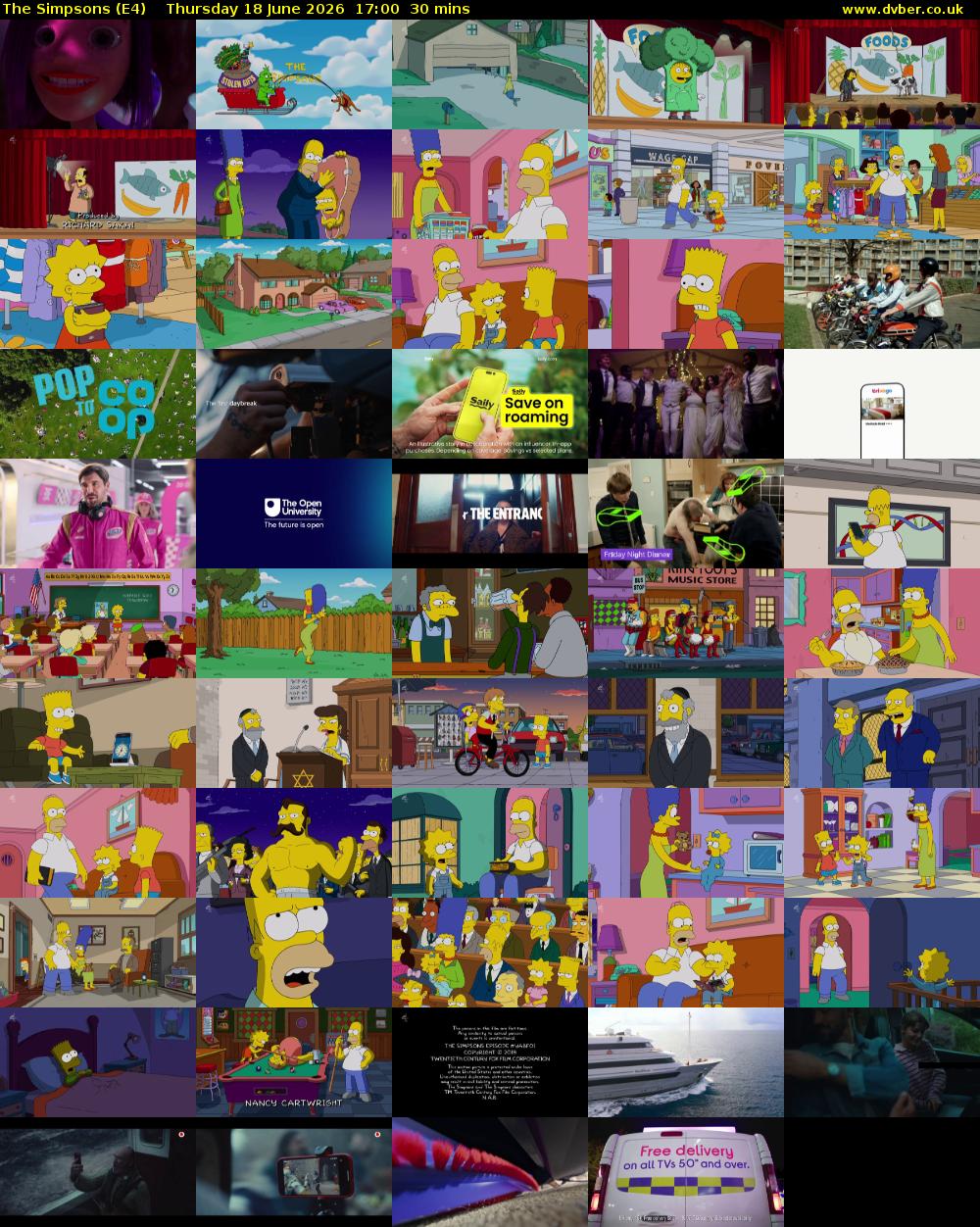 The Simpsons (E4) Thursday 18 June 2026 17:00 - 17:30