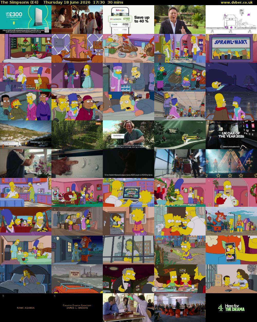 The Simpsons (E4) Thursday 18 June 2026 17:30 - 18:00