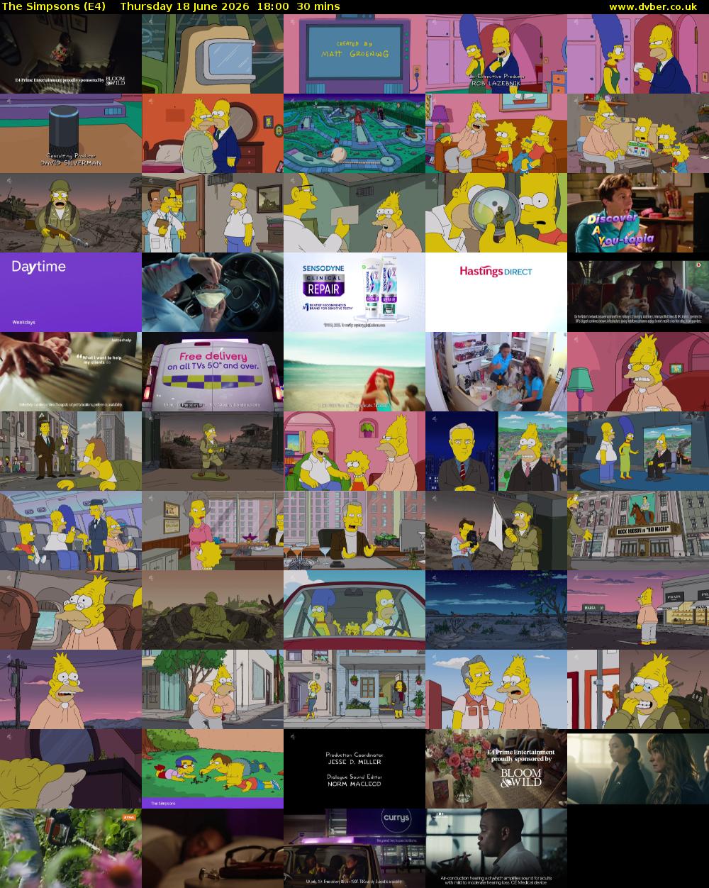 The Simpsons (E4) Thursday 18 June 2026 18:00 - 18:30