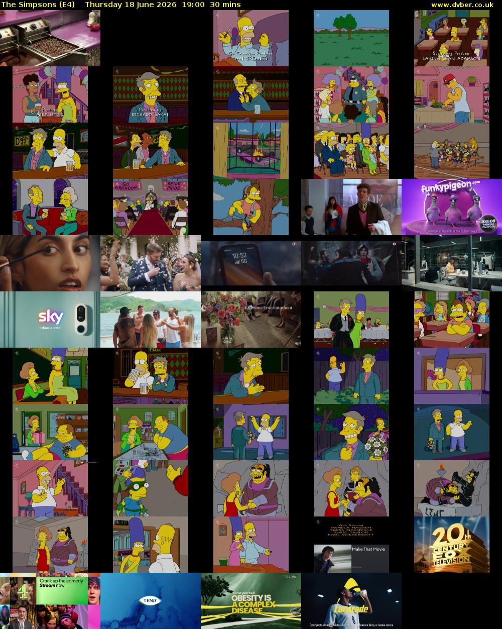 The Simpsons (E4) Thursday 18 June 2026 19:00 - 19:30