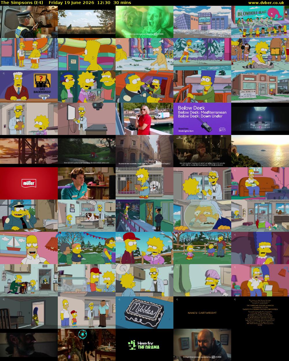 The Simpsons (E4) Friday 19 June 2026 12:30 - 13:00