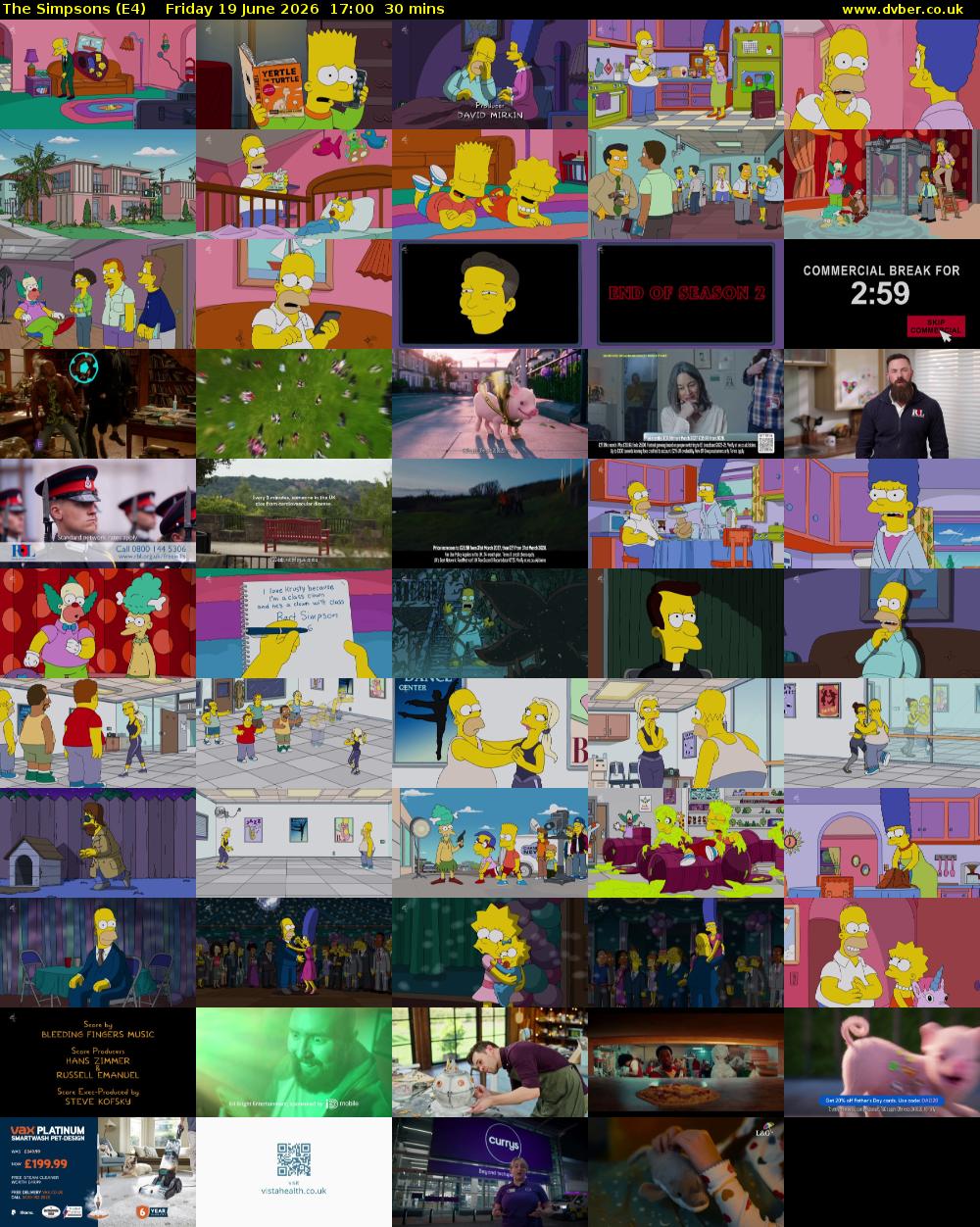 The Simpsons (E4) Friday 19 June 2026 17:00 - 17:30