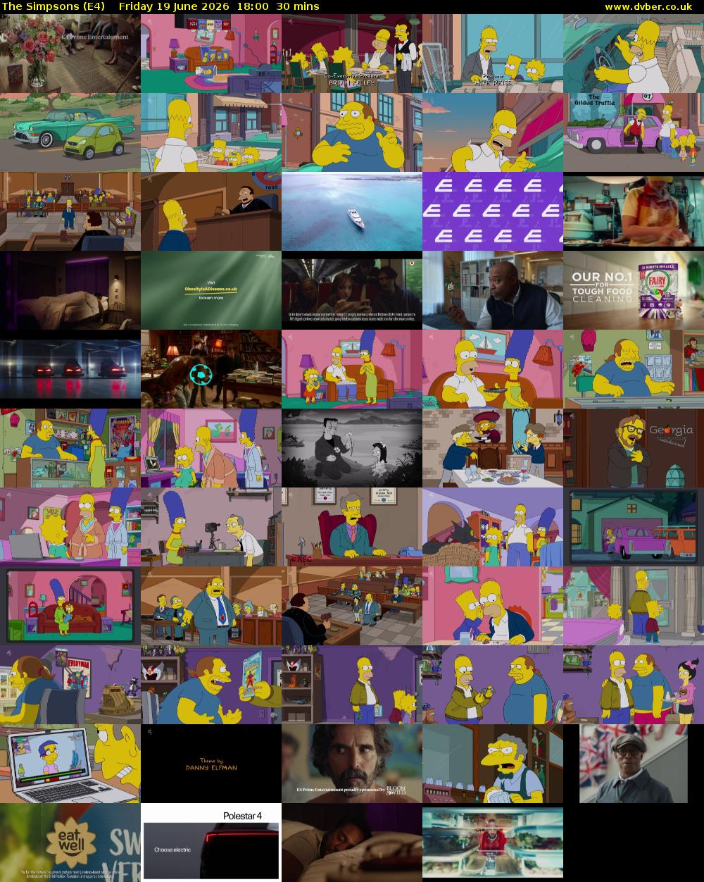 The Simpsons (E4) Friday 19 June 2026 18:00 - 18:30