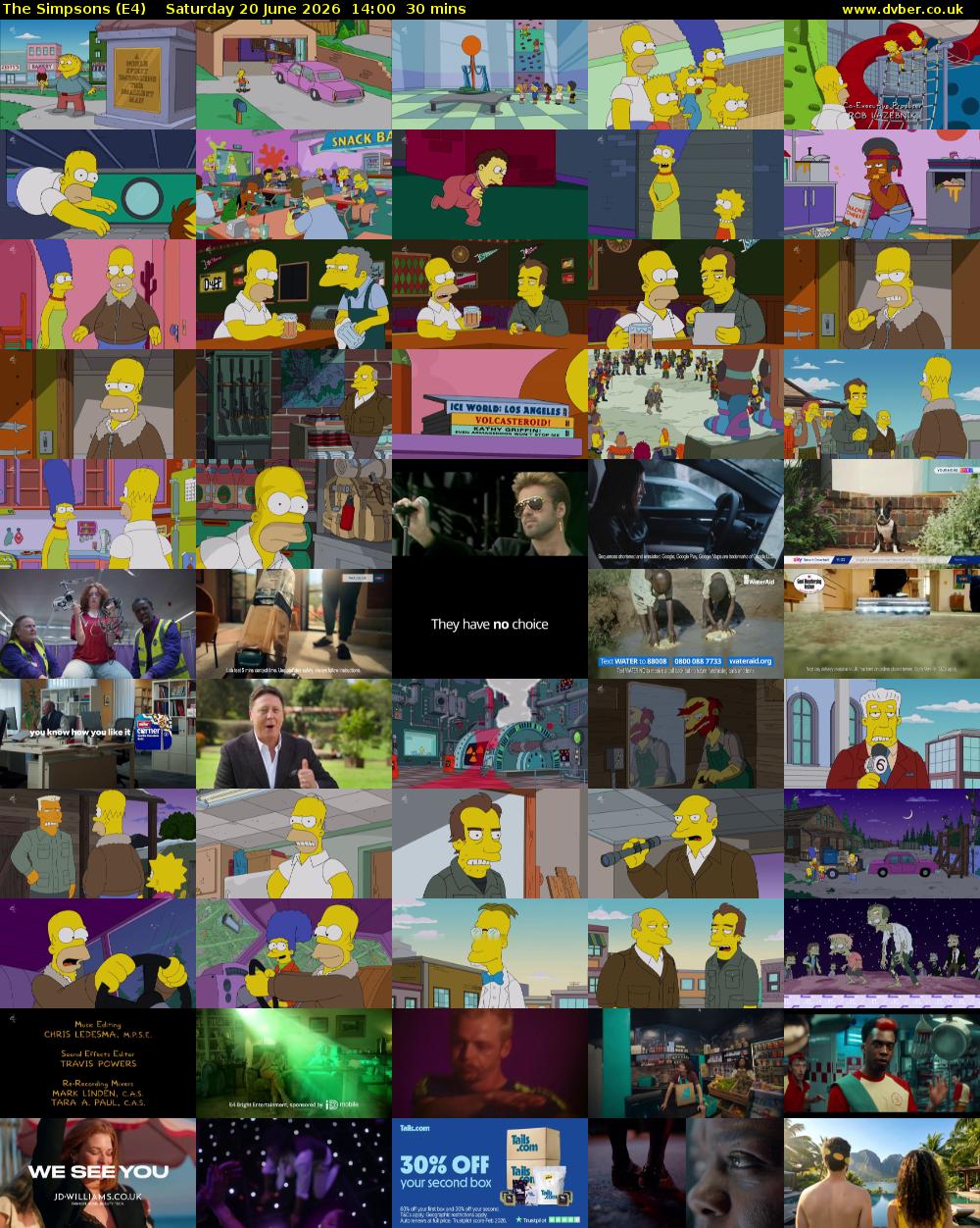 The Simpsons (E4) Saturday 20 June 2026 14:00 - 14:30
