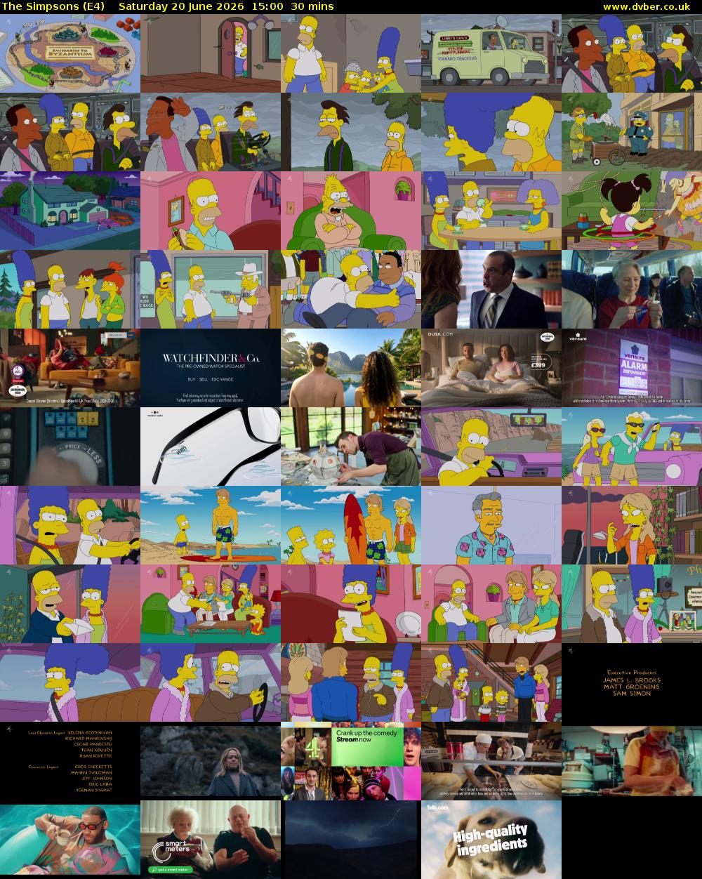 The Simpsons (E4) Saturday 20 June 2026 15:00 - 15:30