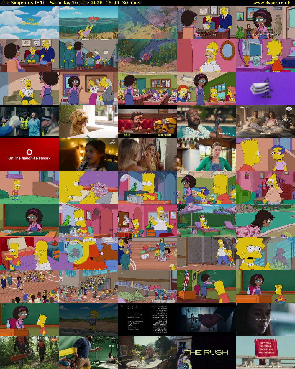 The Simpsons (E4) Saturday 20 June 2026 16:00 - 16:30