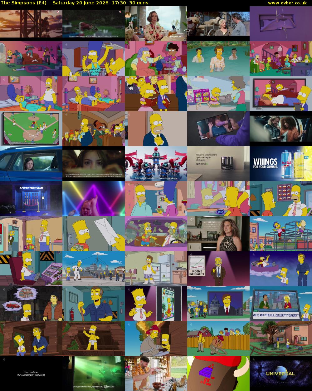 The Simpsons (E4) Saturday 20 June 2026 17:30 - 18:00