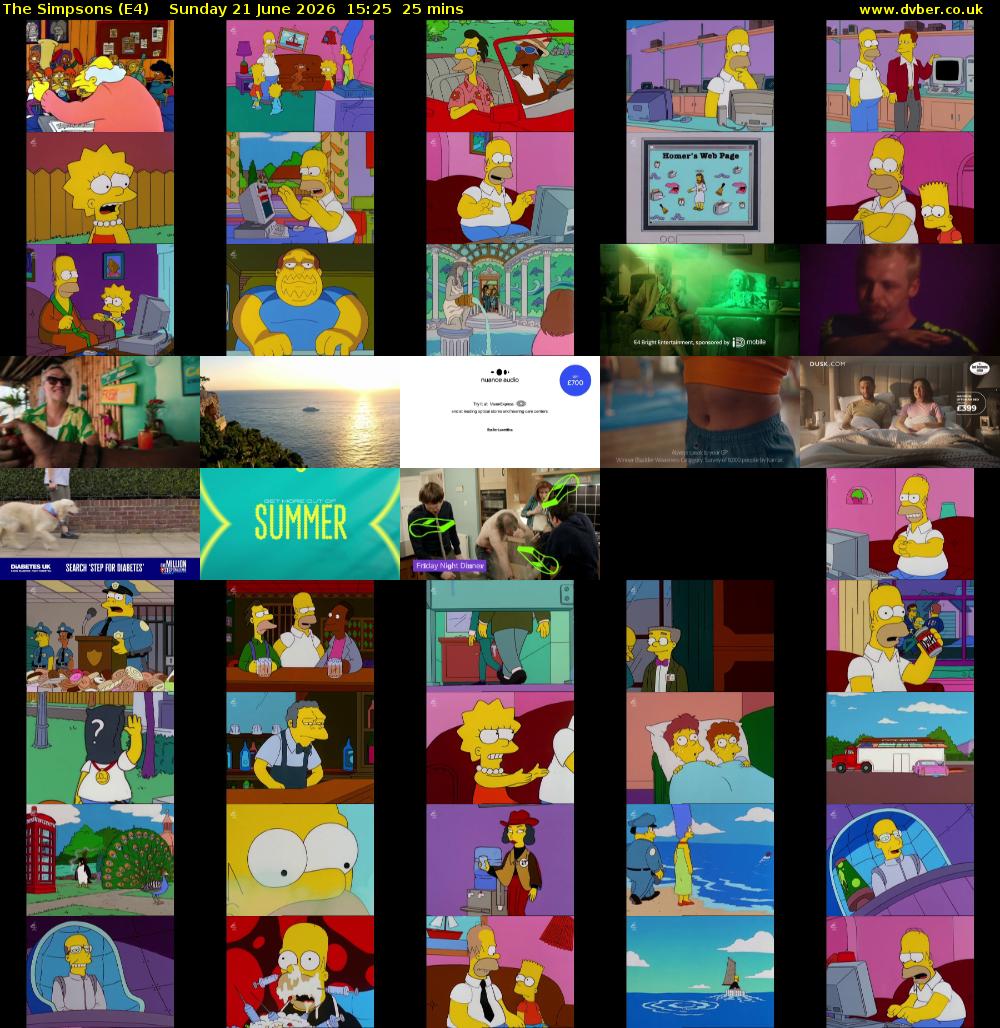 The Simpsons (E4) Sunday 21 June 2026 15:25 - 15:50