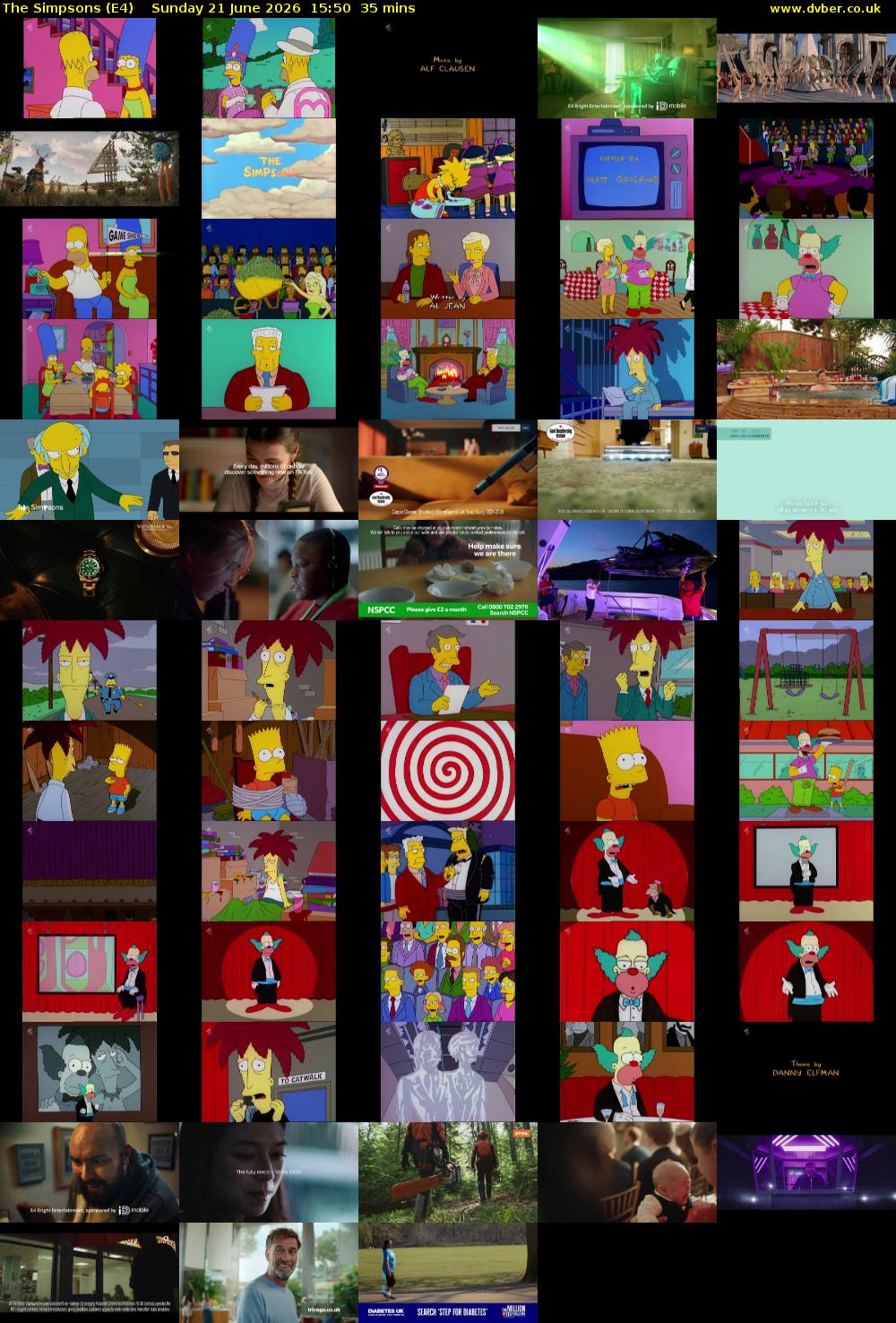 The Simpsons (E4) Sunday 21 June 2026 15:50 - 16:25