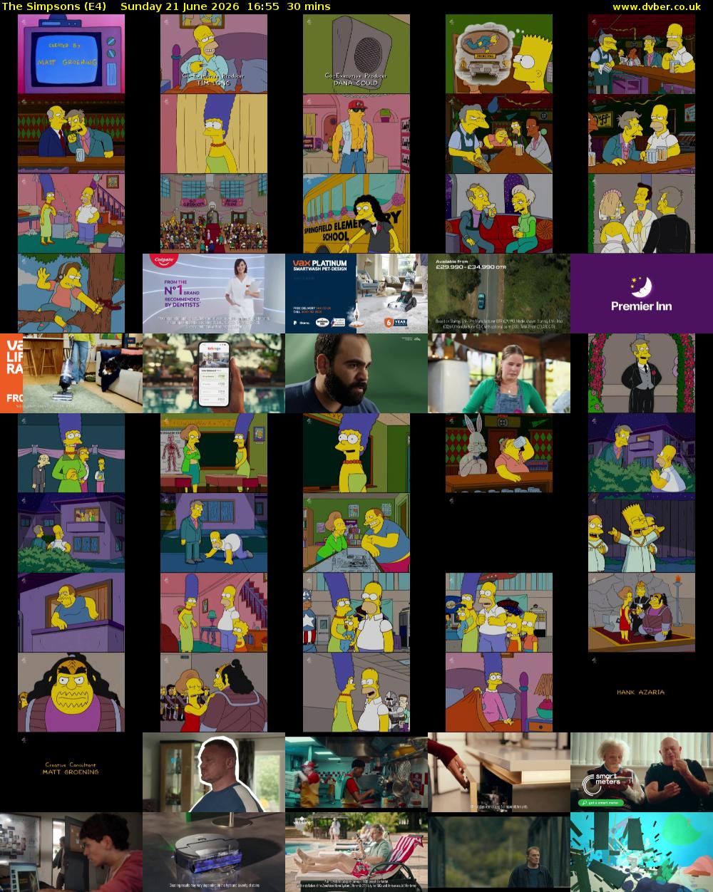 The Simpsons (E4) Sunday 21 June 2026 16:55 - 17:25