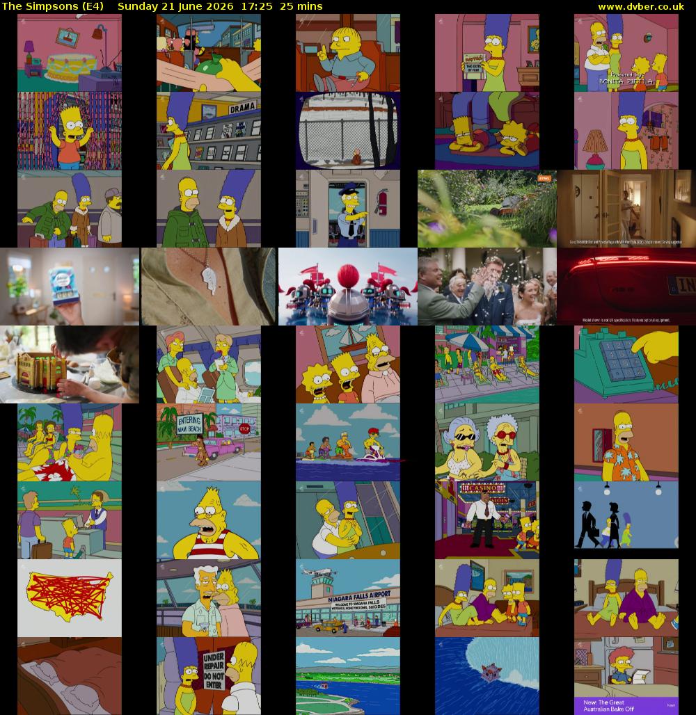 The Simpsons (E4) Sunday 21 June 2026 17:25 - 17:50