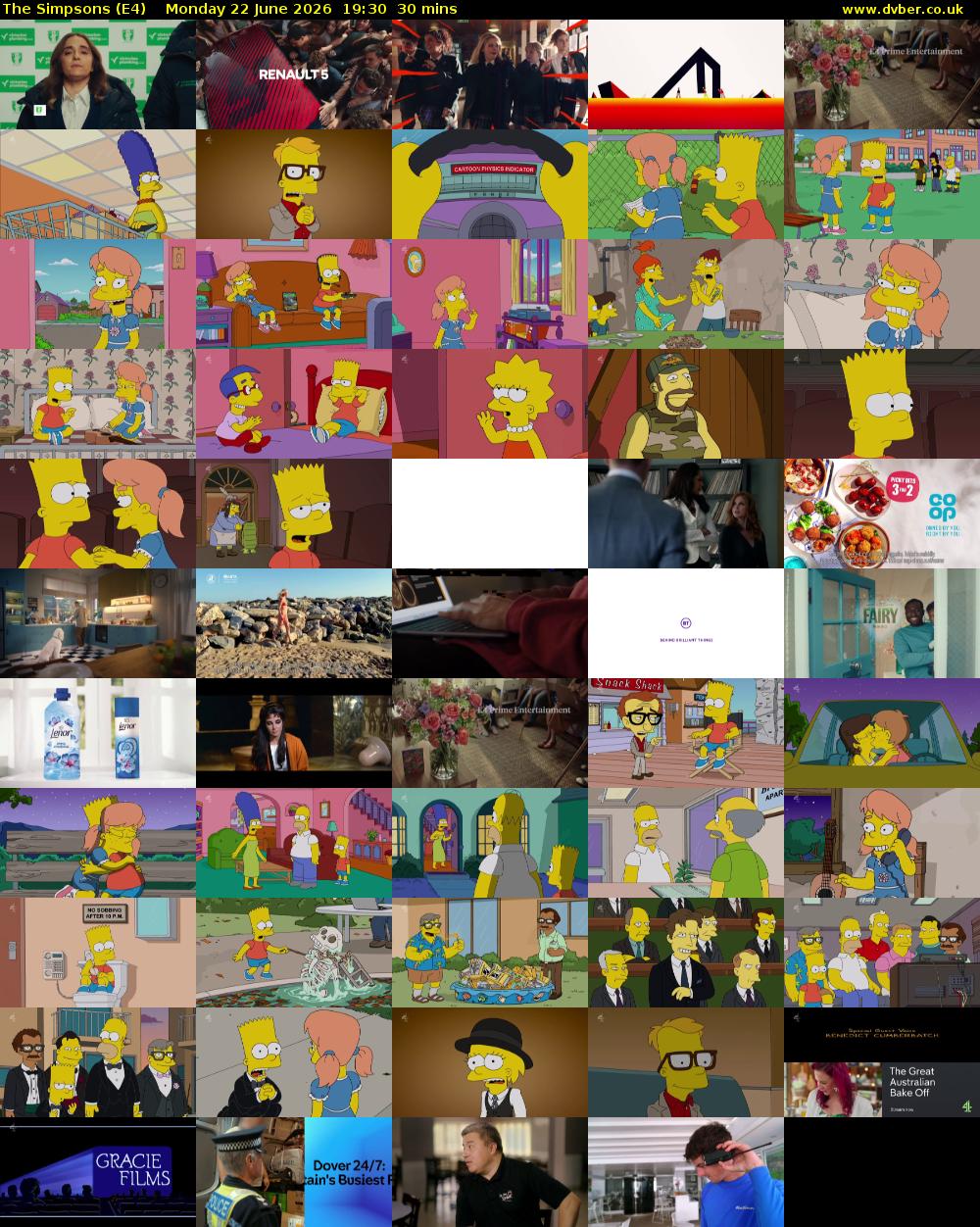 The Simpsons (E4) Monday 22 June 2026 19:30 - 20:00