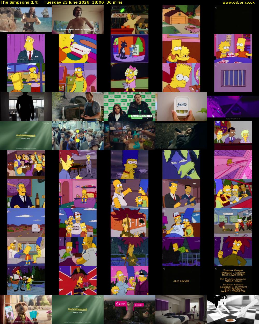 The Simpsons (E4) Tuesday 23 June 2026 18:00 - 18:30