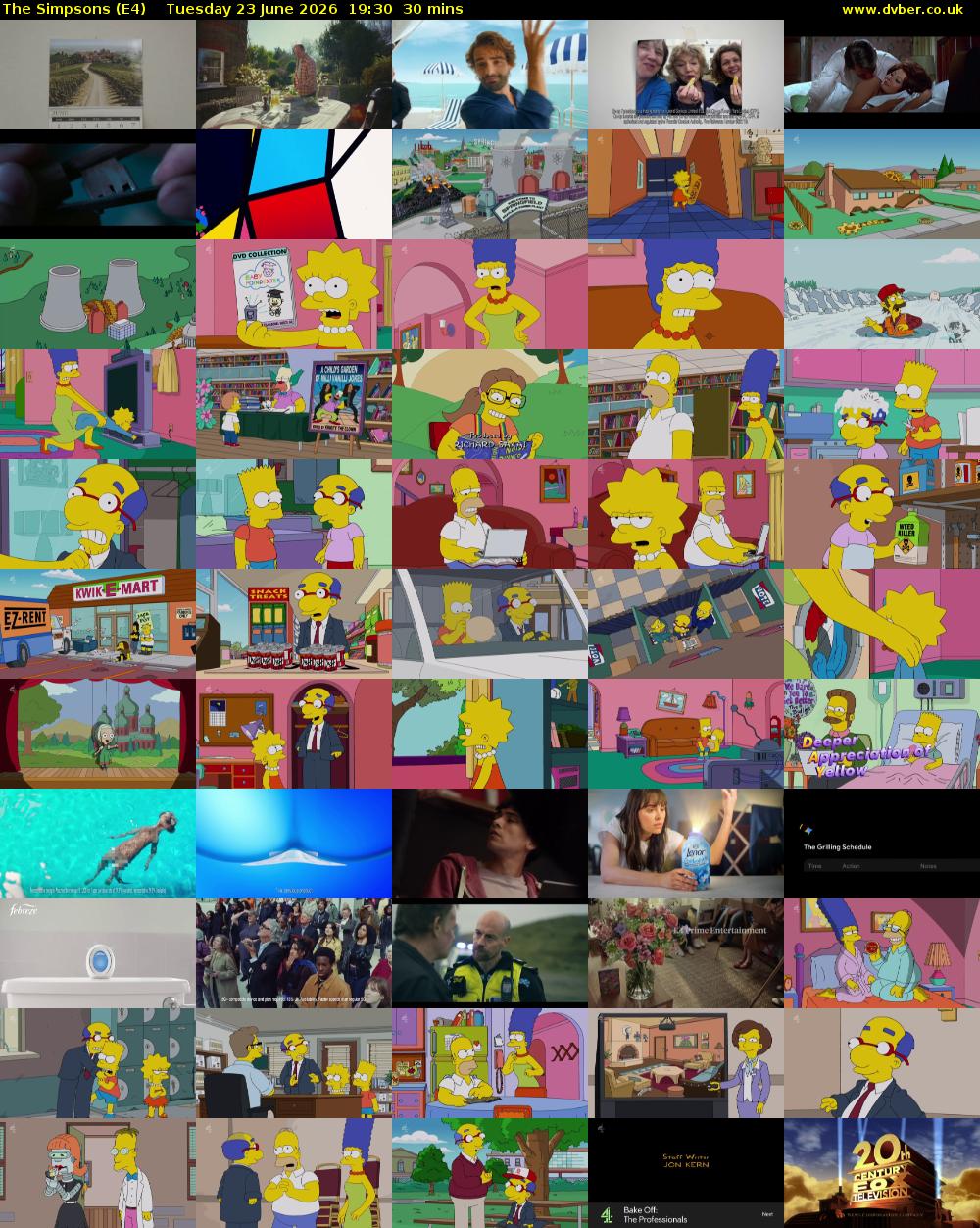 The Simpsons (E4) Tuesday 23 June 2026 19:30 - 20:00