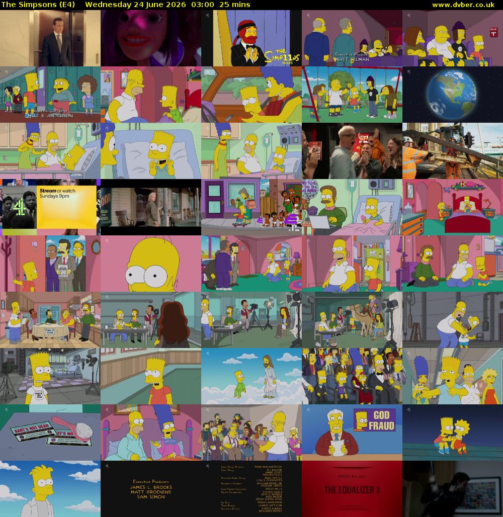 The Simpsons (E4) Wednesday 24 June 2026 03:00 - 03:25