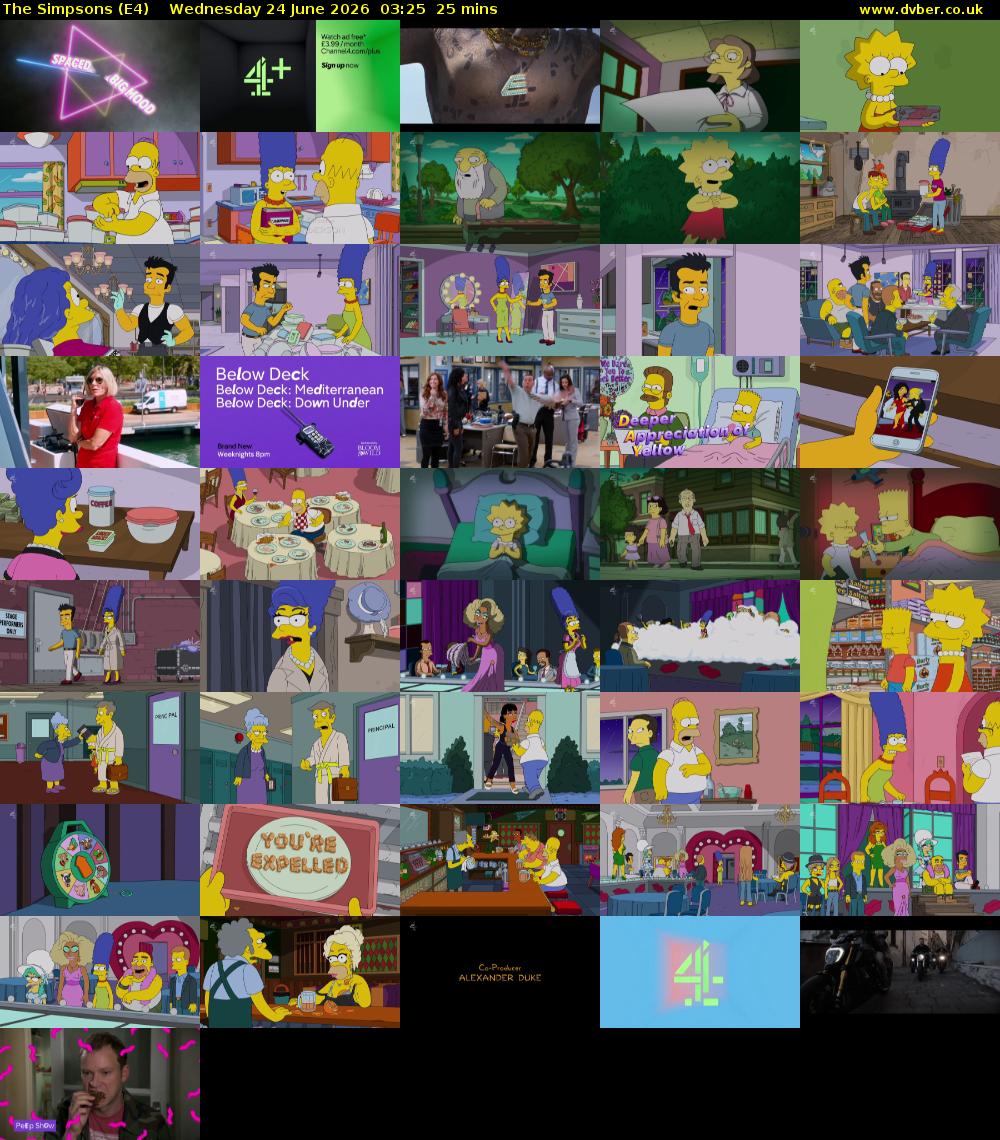 The Simpsons (E4) Wednesday 24 June 2026 03:25 - 03:50