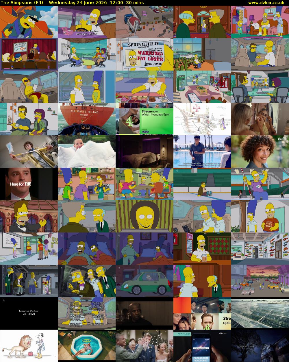 The Simpsons (E4) Wednesday 24 June 2026 12:00 - 12:30
