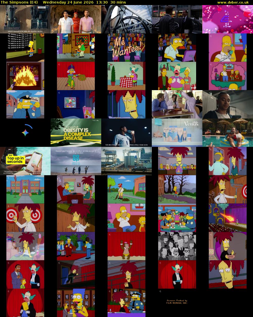 The Simpsons (E4) Wednesday 24 June 2026 13:30 - 14:00