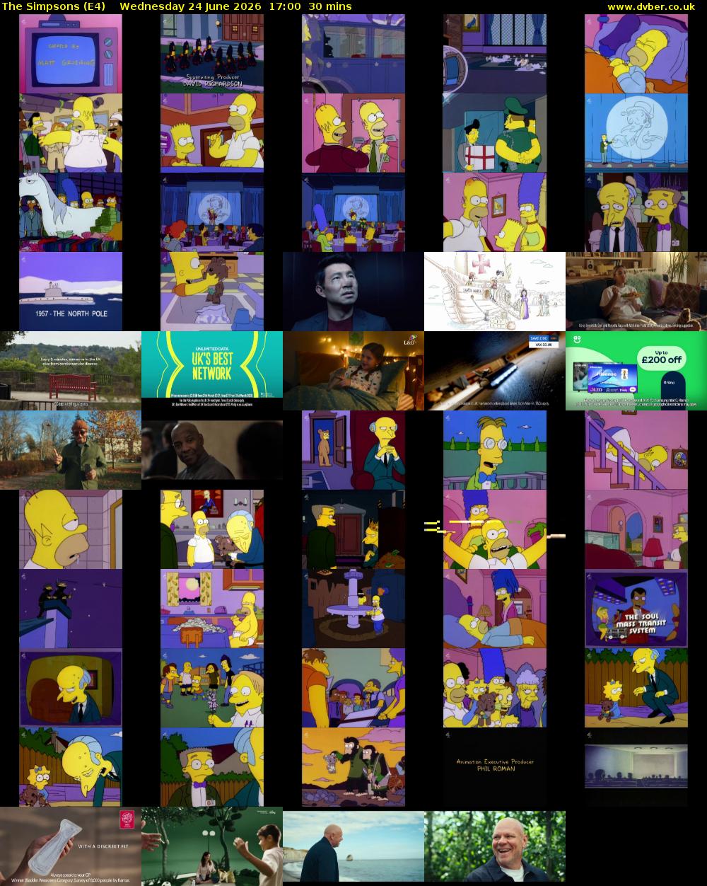 The Simpsons (E4) Wednesday 24 June 2026 17:00 - 17:30
