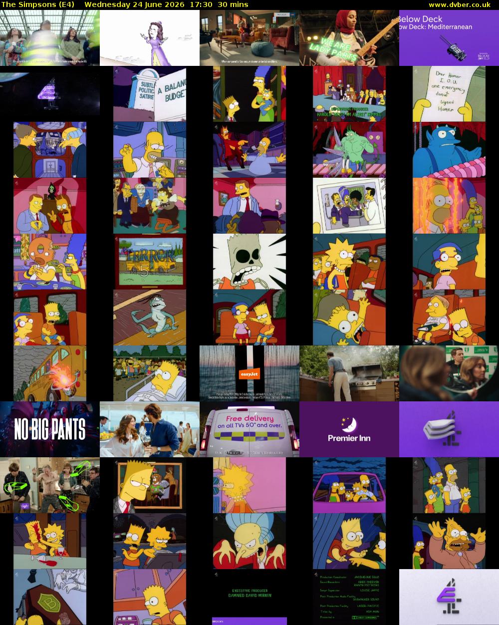 The Simpsons (E4) Wednesday 24 June 2026 17:30 - 18:00