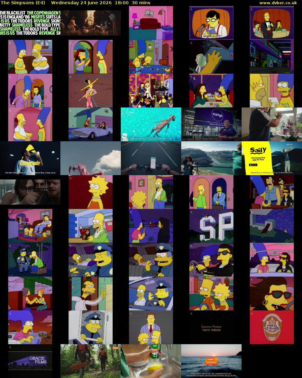 The Simpsons (E4) Wednesday 24 June 2026 18:00 - 18:30