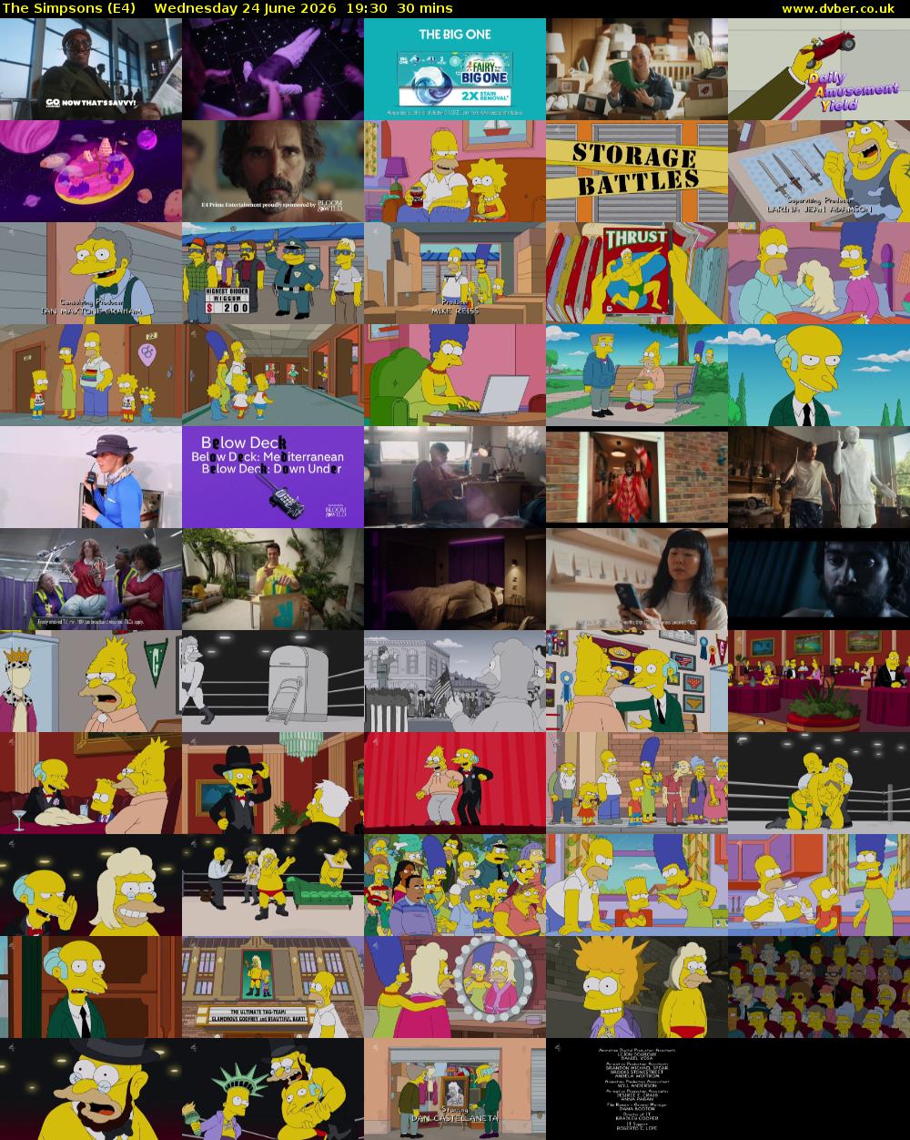 The Simpsons (E4) Wednesday 24 June 2026 19:30 - 20:00