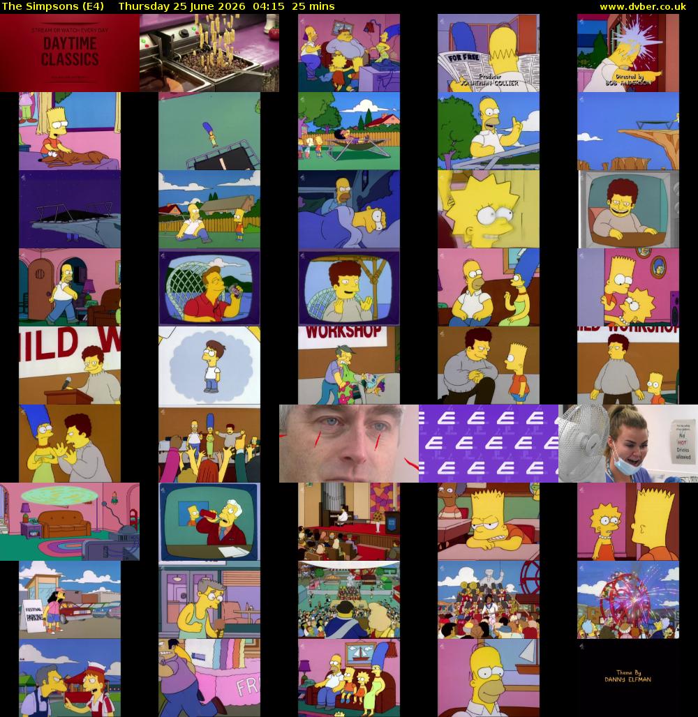 The Simpsons (E4) Thursday 25 June 2026 04:15 - 04:40