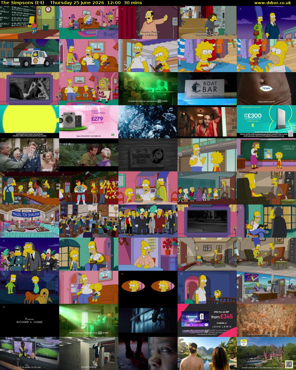 The Simpsons (E4) Thursday 25 June 2026 12:00 - 12:30