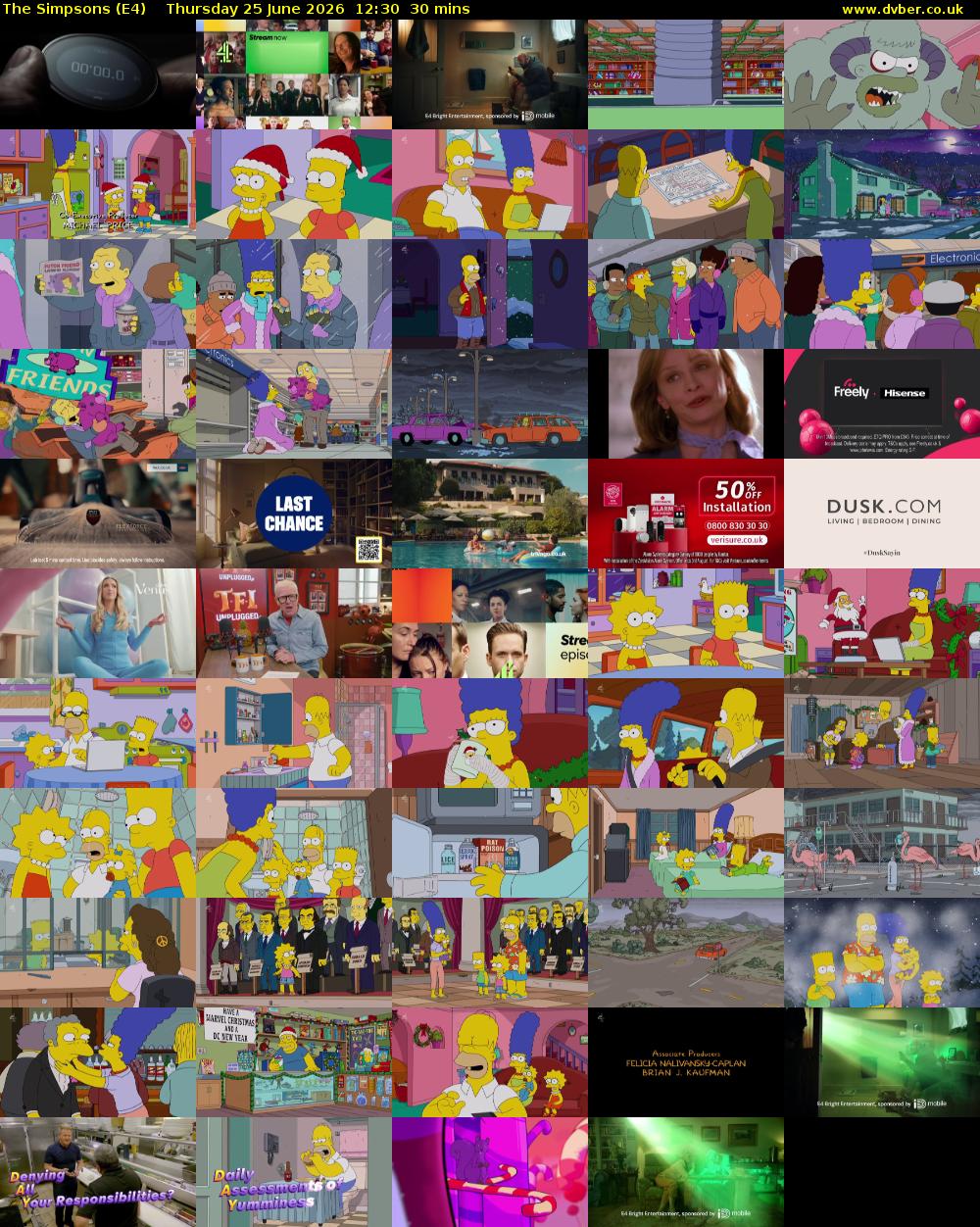 The Simpsons (E4) Thursday 25 June 2026 12:30 - 13:00