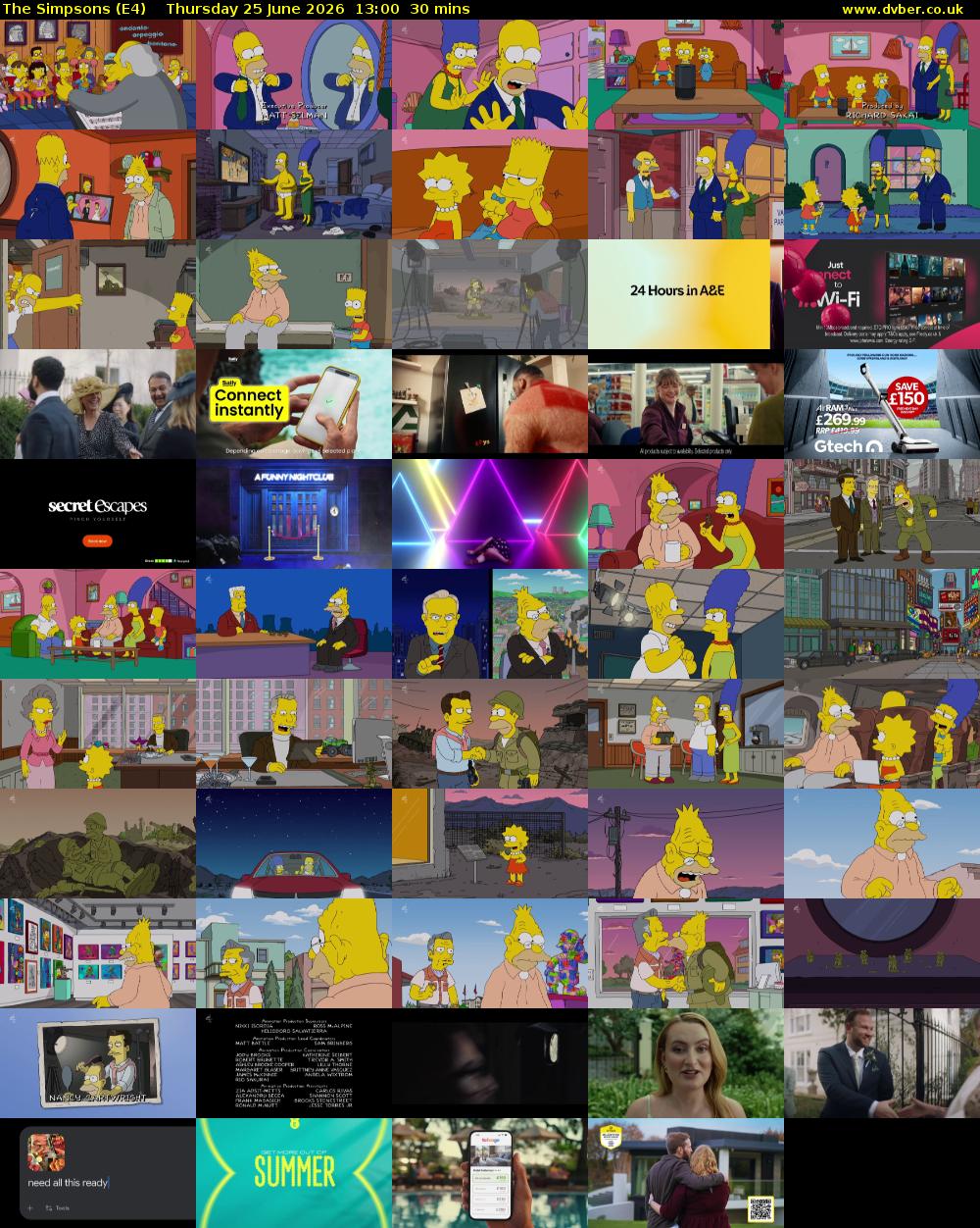 The Simpsons (E4) Thursday 25 June 2026 13:00 - 13:30