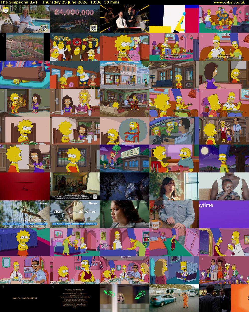 The Simpsons (E4) Thursday 25 June 2026 13:30 - 14:00