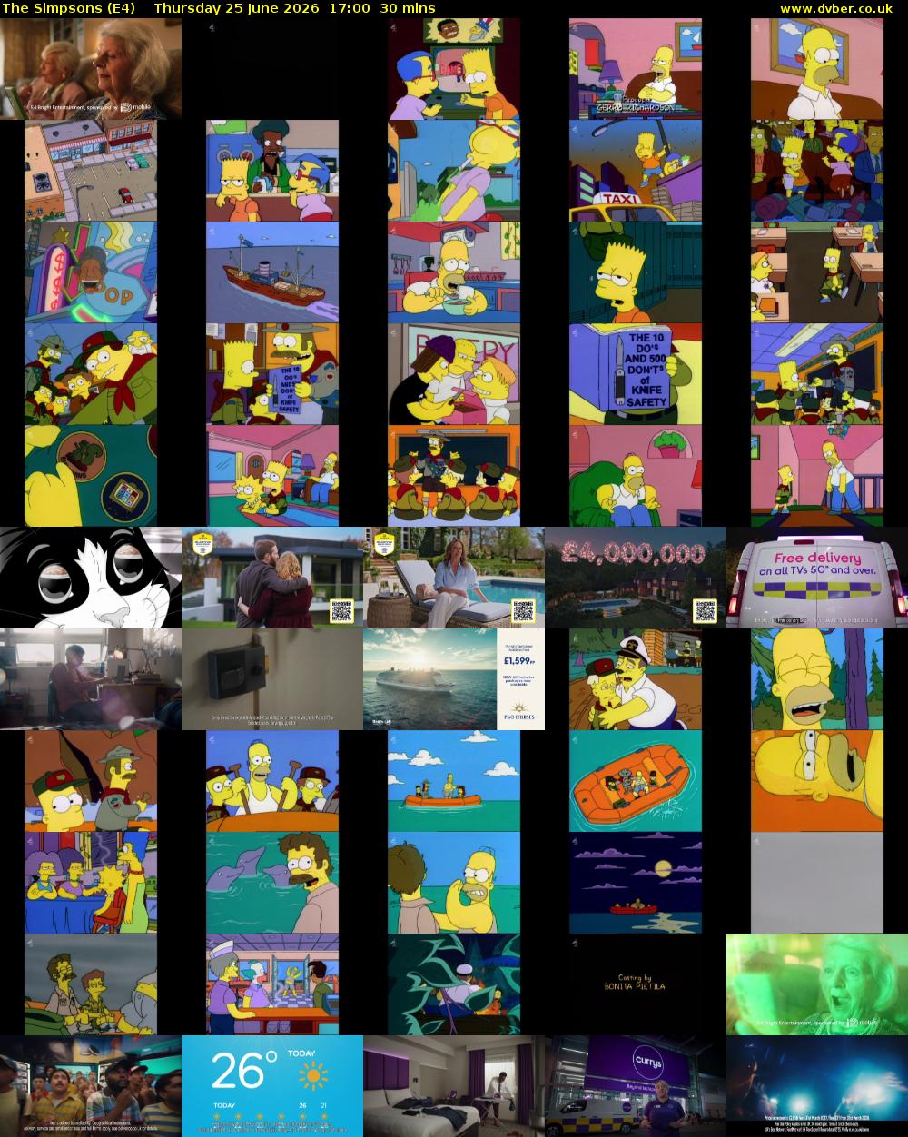 The Simpsons (E4) Thursday 25 June 2026 17:00 - 17:30