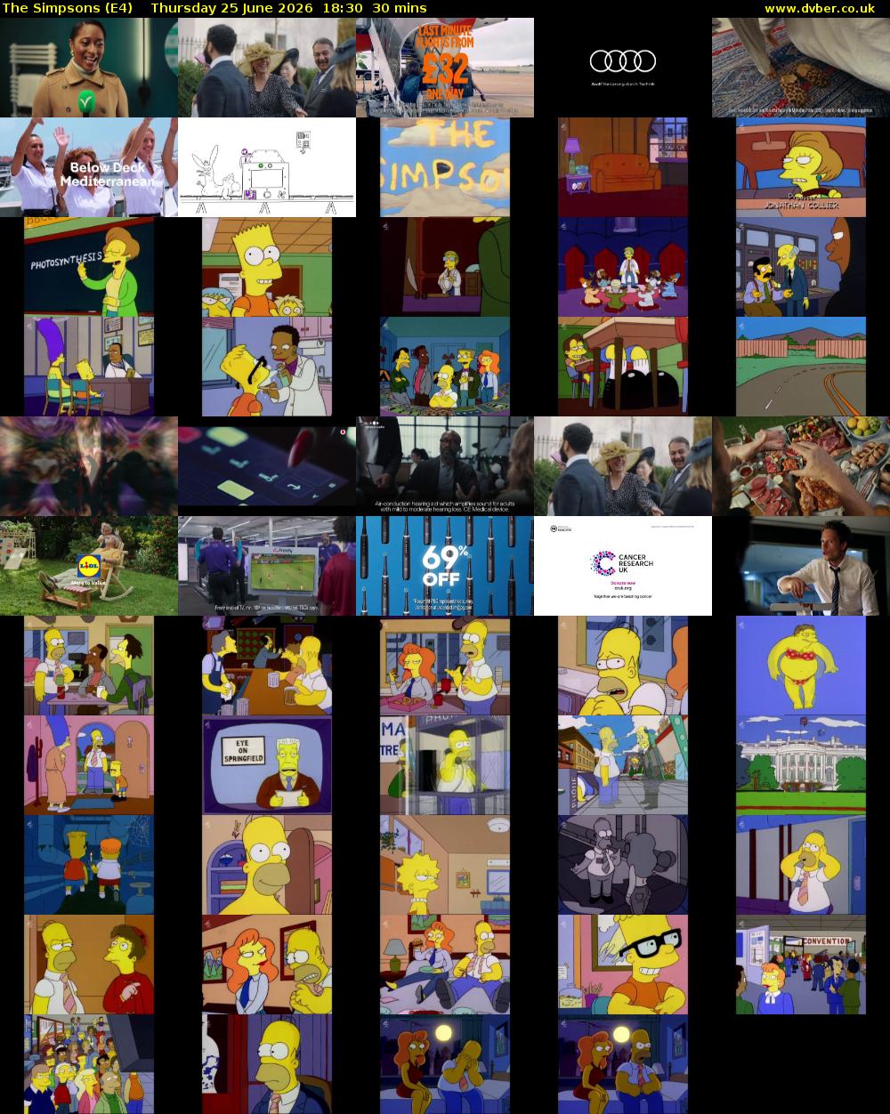 The Simpsons (E4) Thursday 25 June 2026 18:30 - 19:00