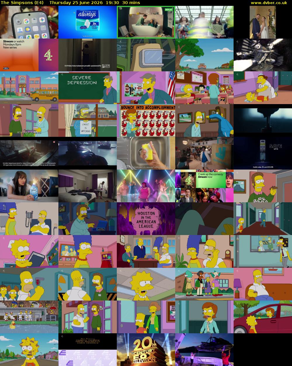 The Simpsons (E4) Thursday 25 June 2026 19:30 - 20:00