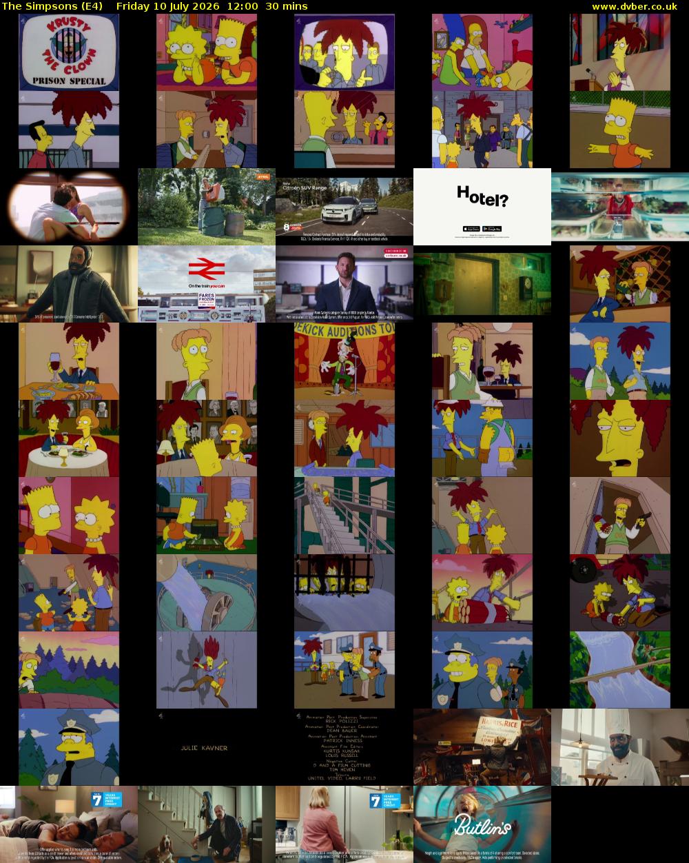 The Simpsons (E4) Friday 10 July 2026 12:00 - 12:30
