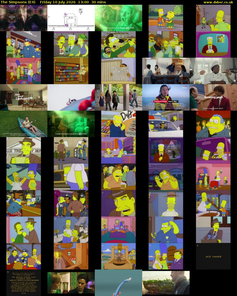 The Simpsons (E4) Friday 10 July 2026 13:00 - 13:30