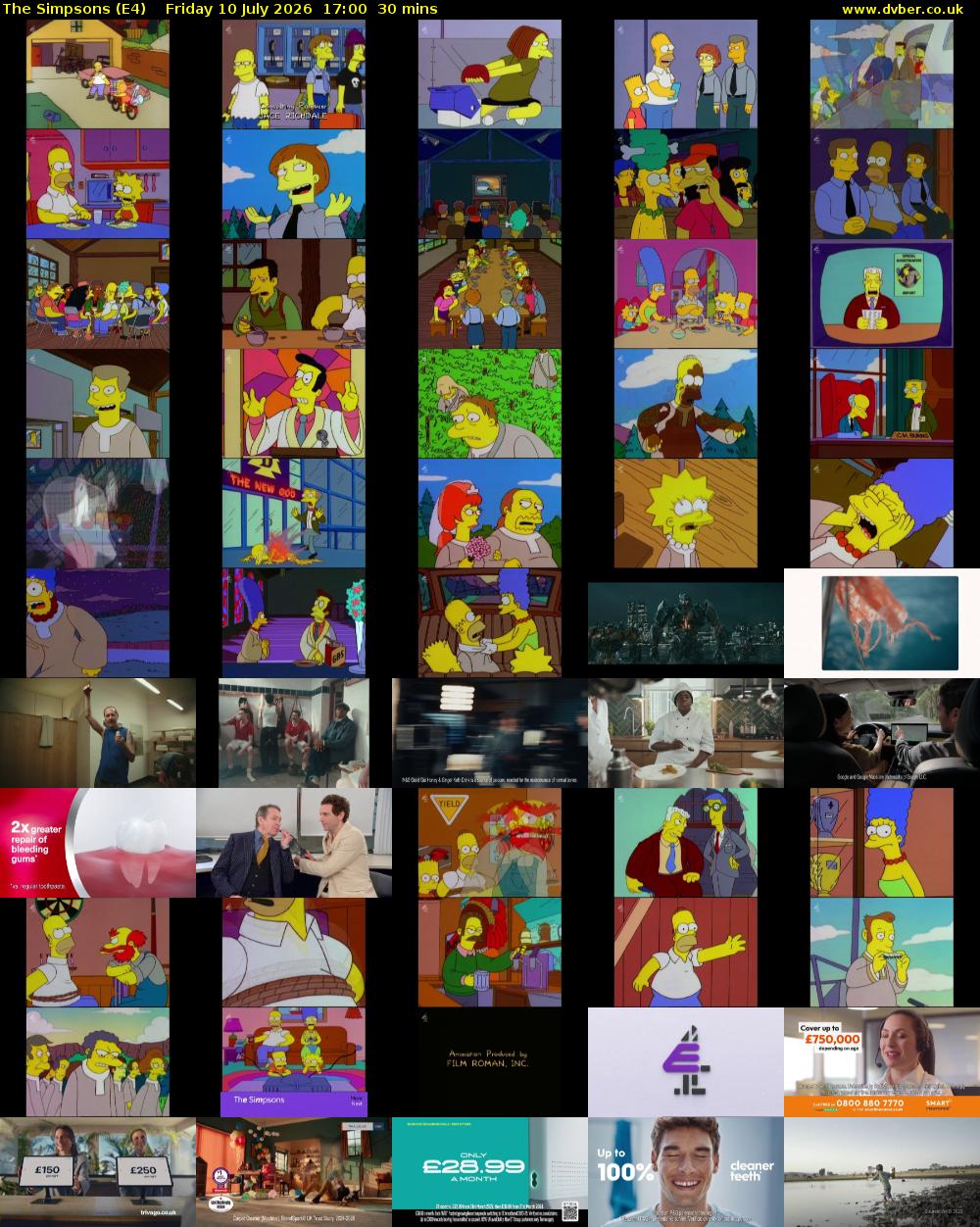 The Simpsons (E4) Friday 10 July 2026 17:00 - 17:30