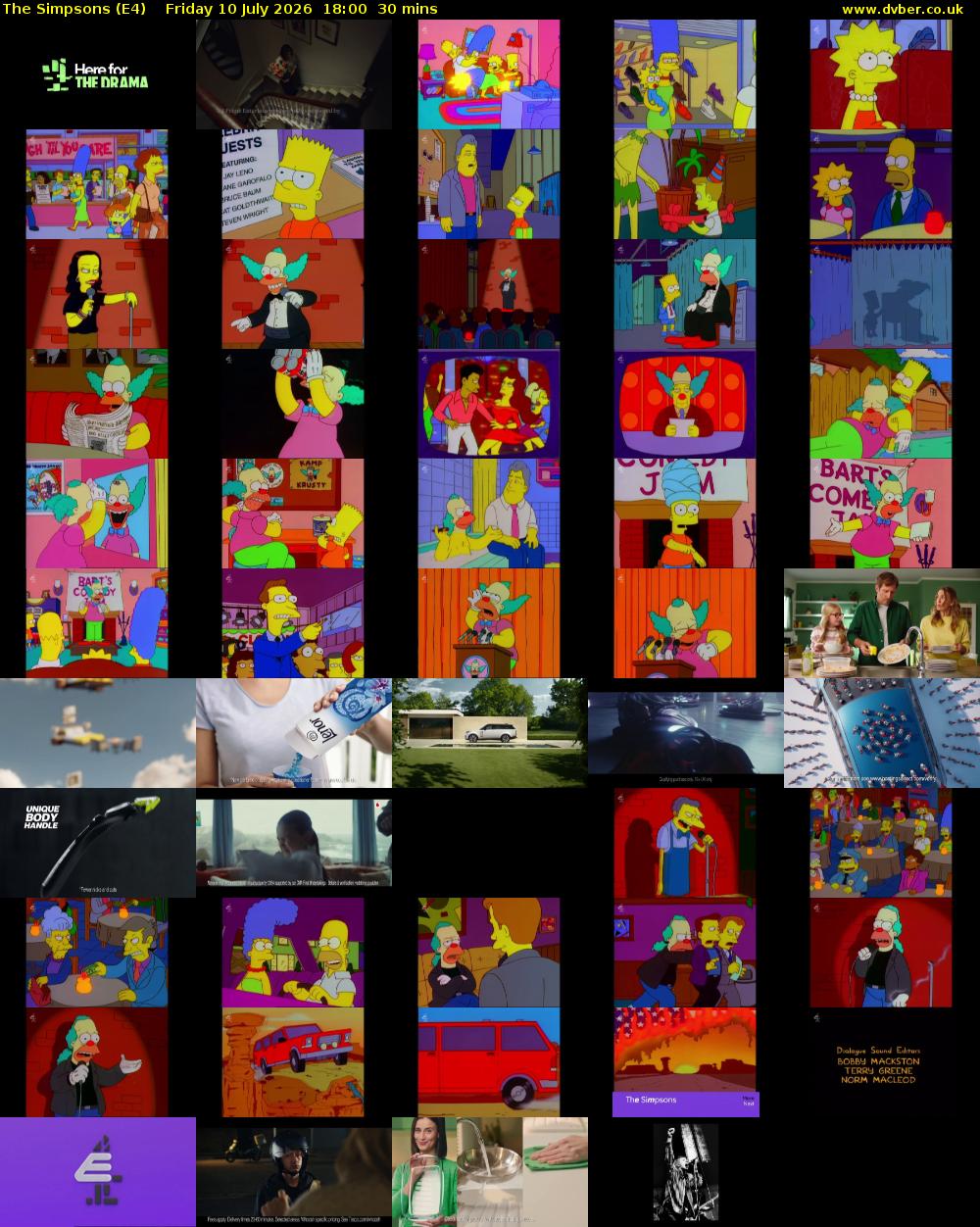 The Simpsons (E4) Friday 10 July 2026 18:00 - 18:30