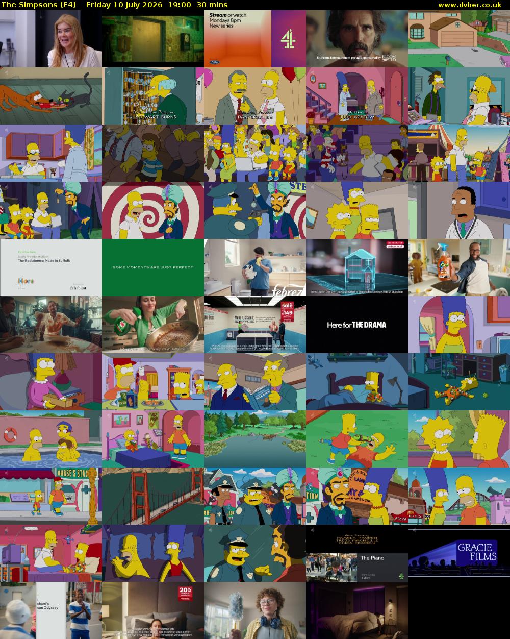 The Simpsons (E4) Friday 10 July 2026 19:00 - 19:30
