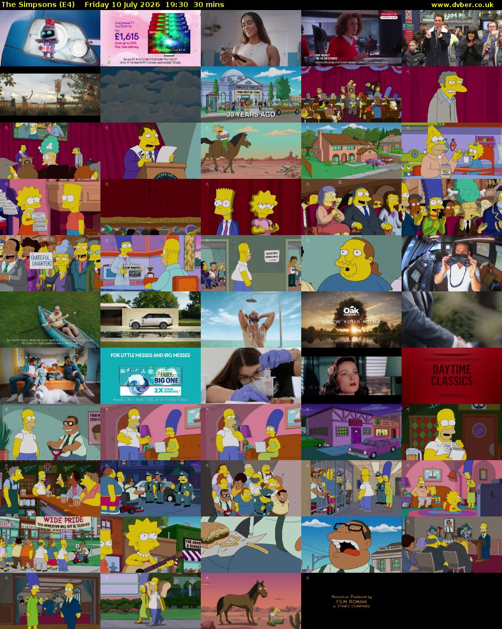 The Simpsons (E4) Friday 10 July 2026 19:30 - 20:00