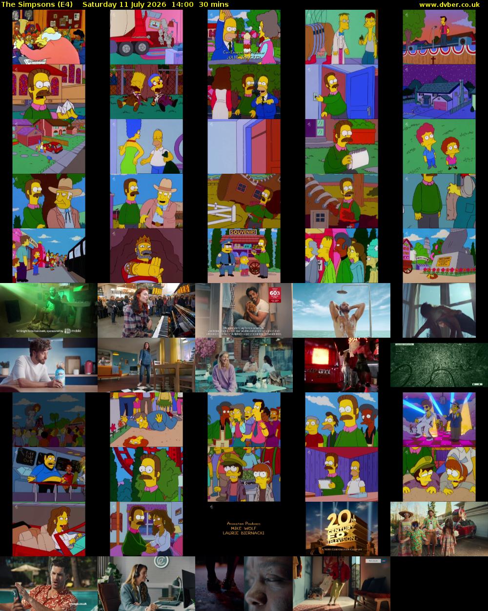 The Simpsons (E4) Saturday 11 July 2026 14:00 - 14:30