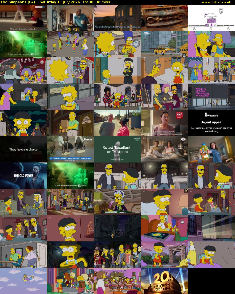 The Simpsons (E4) Saturday 11 July 2026 15:30 - 16:00