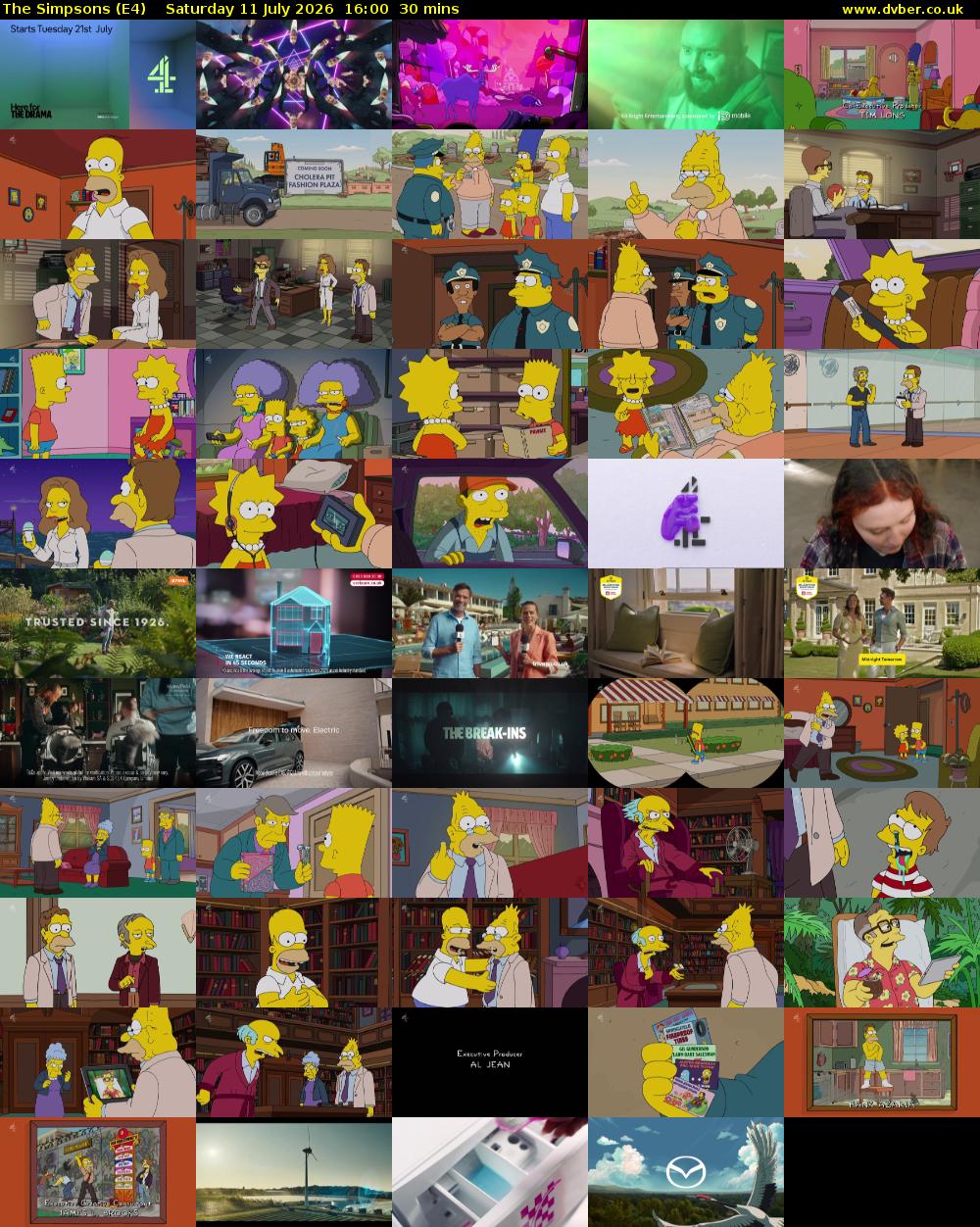 The Simpsons (E4) Saturday 11 July 2026 16:00 - 16:30