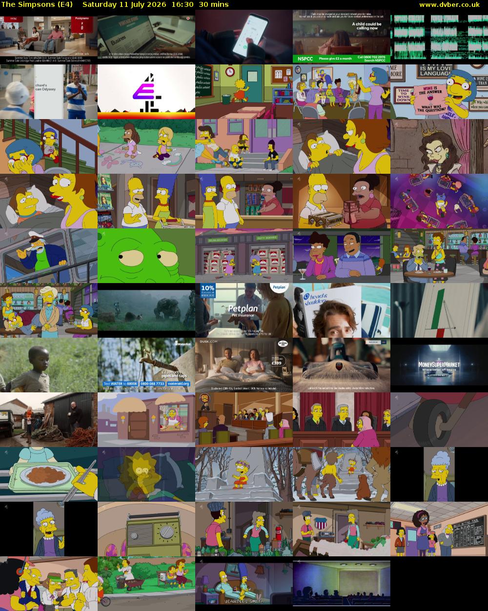 The Simpsons (E4) Saturday 11 July 2026 16:30 - 17:00