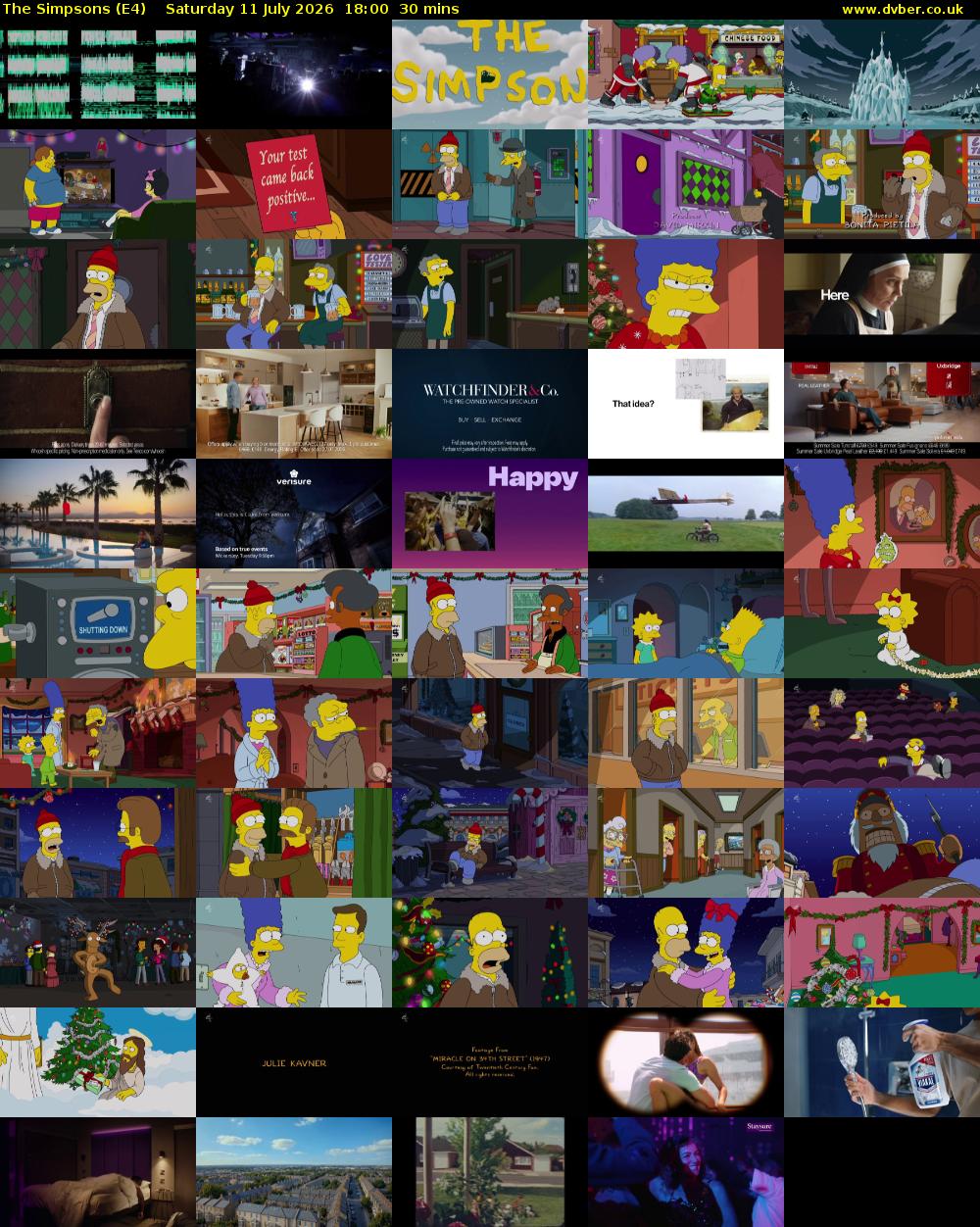 The Simpsons (E4) Saturday 11 July 2026 18:00 - 18:30