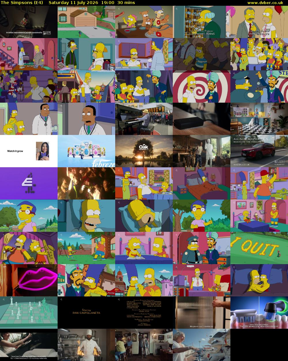 The Simpsons (E4) Saturday 11 July 2026 19:00 - 19:30