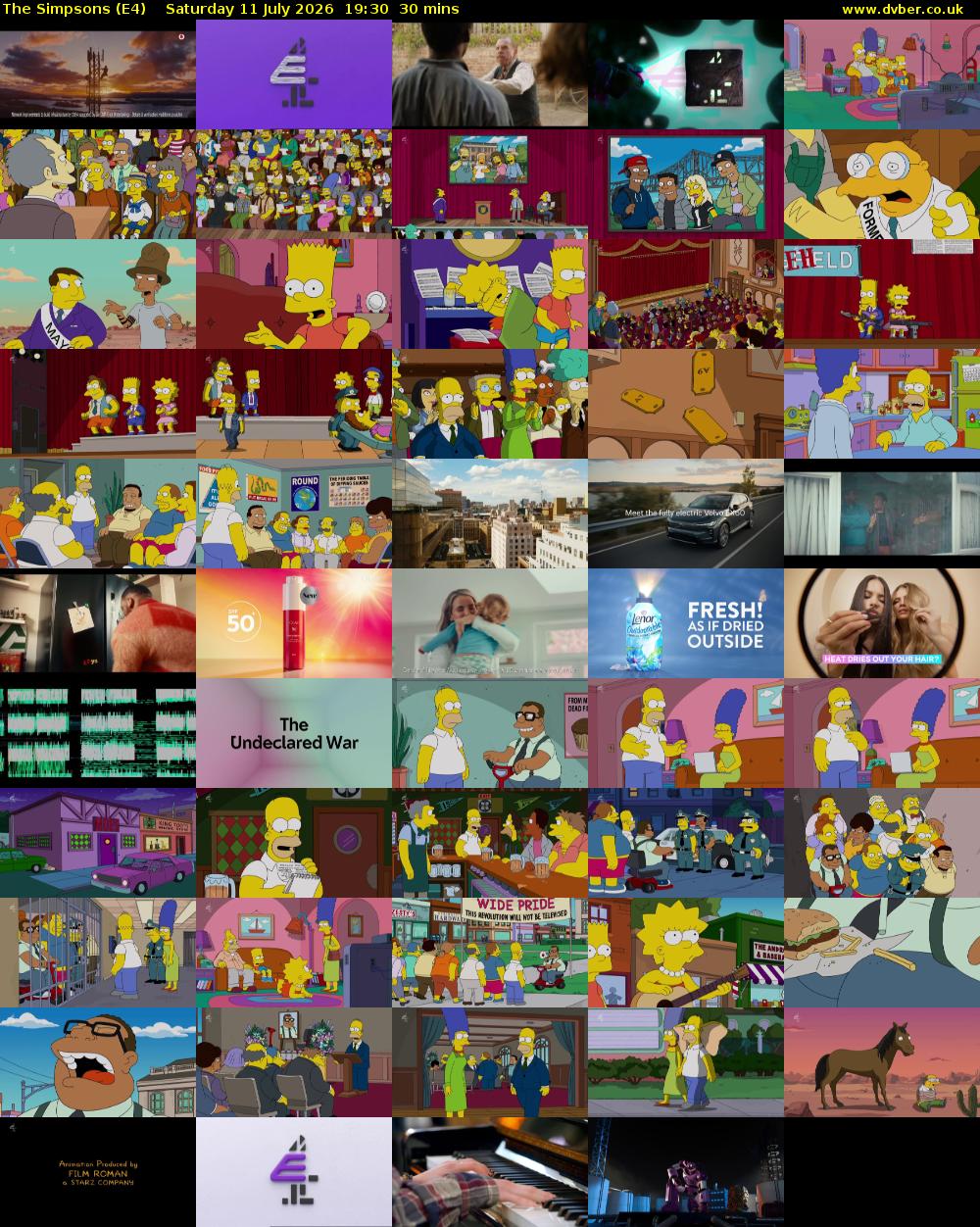 The Simpsons (E4) Saturday 11 July 2026 19:30 - 20:00