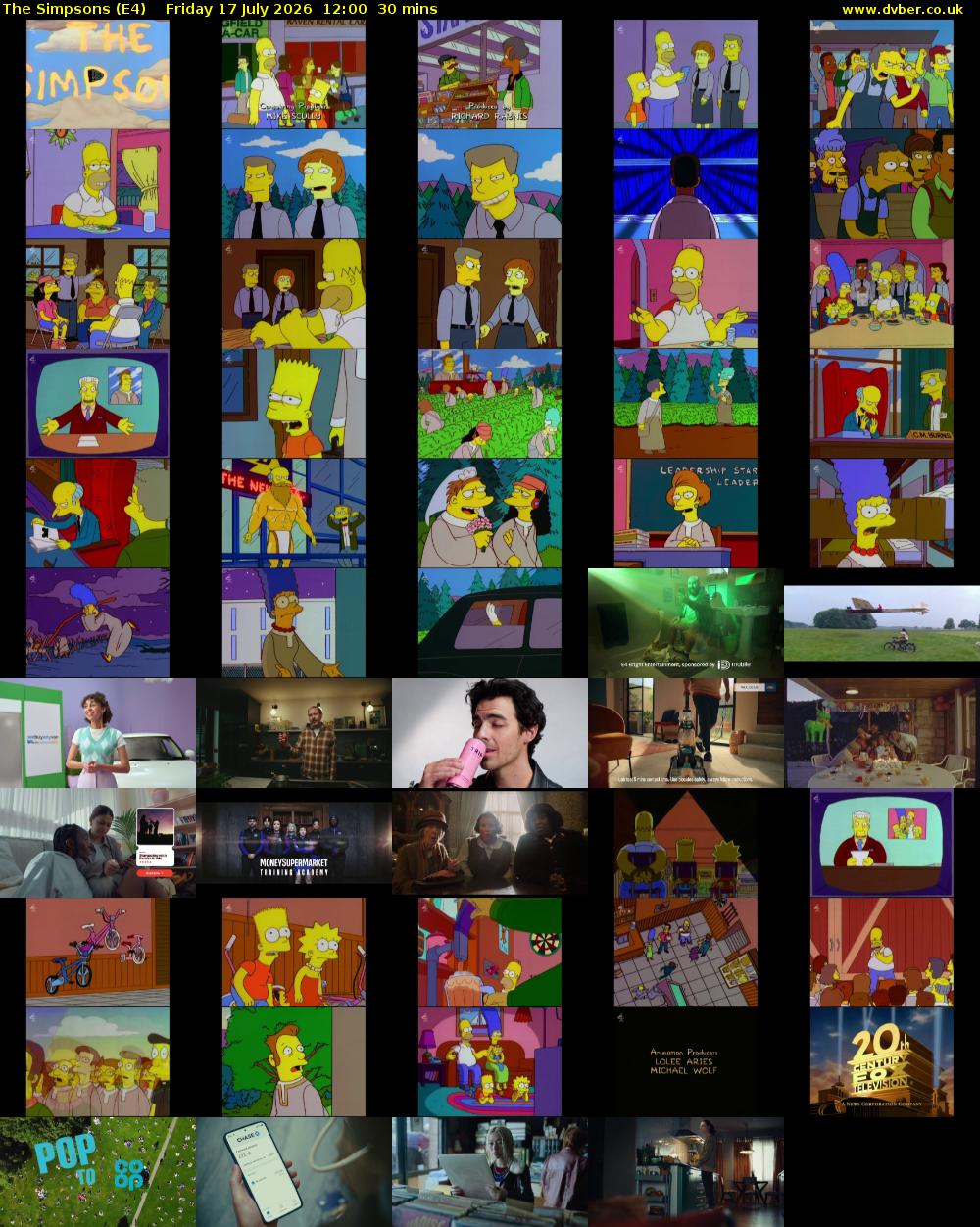 The Simpsons (E4) Friday 17 July 2026 12:00 - 12:30